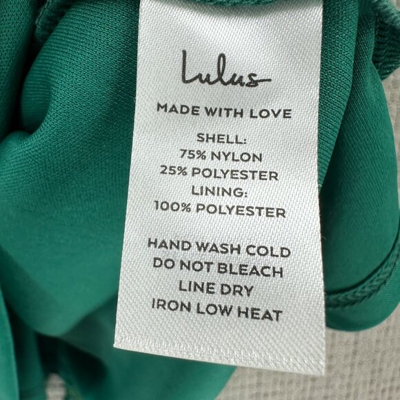 Lulus Mini Dress Womens Size Large Green Metallic Lace Skater Sleeveless - Picture 11 of 11